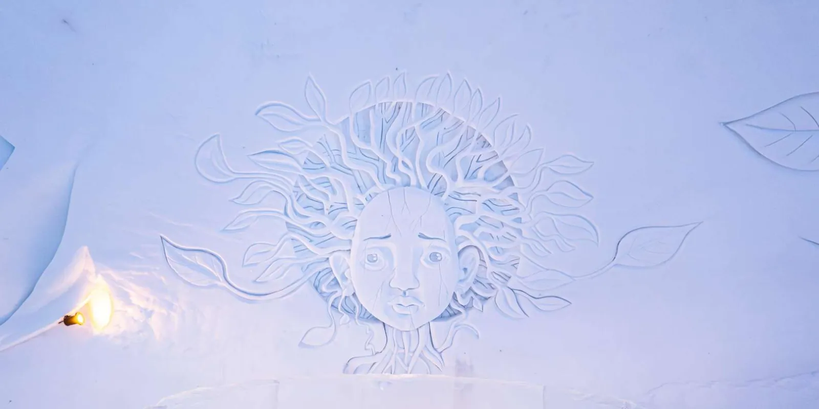 Carved ice sculptures and the Ice Bar at Snowman World Rovaniemi