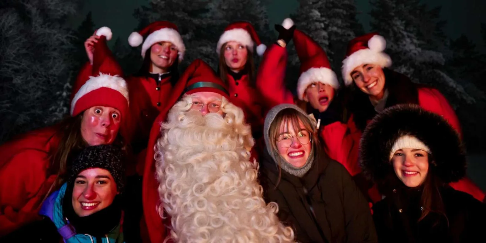 Guests on a guided visit to Santa Claus Village in Rovaniemi