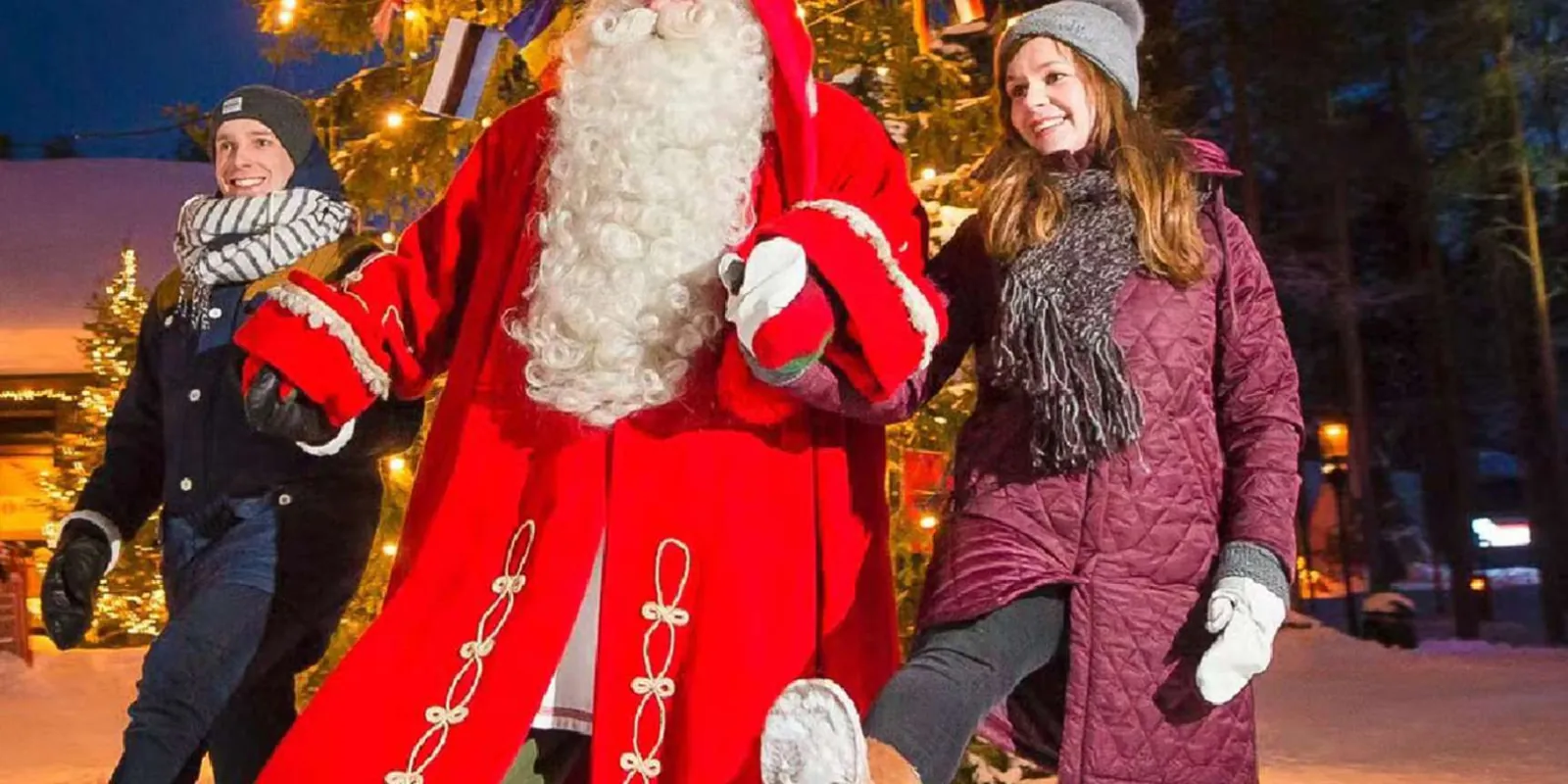 Crossing the Arctic Circle line at Santa Claus Village