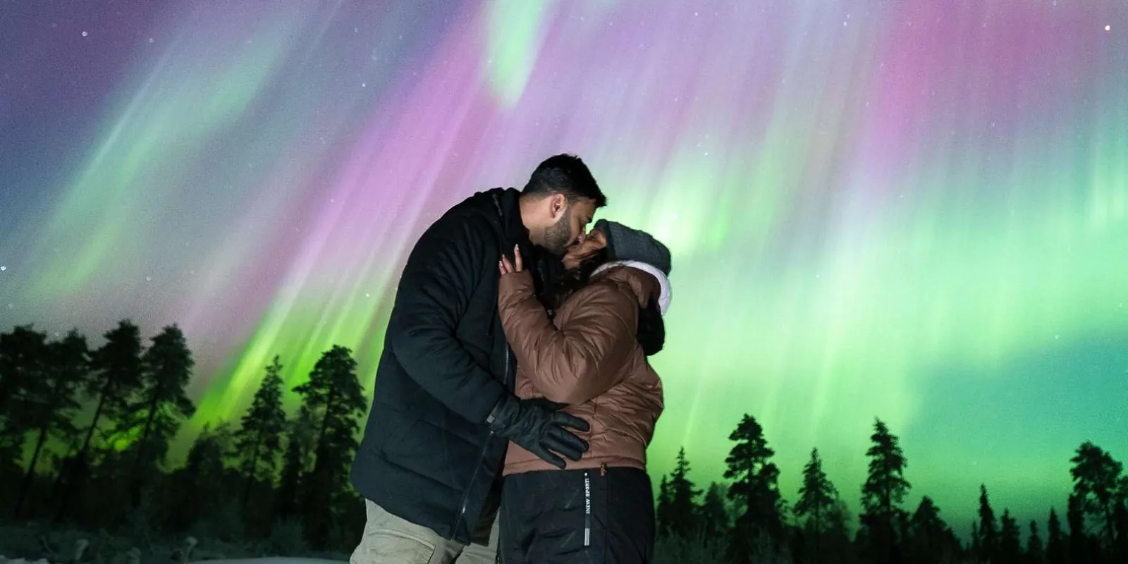 Star-filled Arctic sky lit by green auroral bands